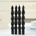 Schwarze spiralförmige Kerzen 4er Set dekorative Stabkerzen für Party romantische Deko - Schwarz