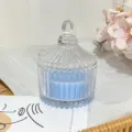 Bougie parfumée bleue en verre reliefé, tasse de parfum d'intérieur en cire de soja. - Bleu