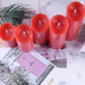 Lot de bougies électroniques LED rouges, bougies piliers sans flamme pour mariage romantique - 5.3*8cm / Rouge