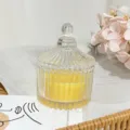 Bougie parfumée en pot de verre avec couvercle, bougie décorative en cire de soja pour la maison. - Jaune