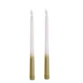 LED taper candles pair with gradient gold and white finish for elegant home church decor lighting - 2 Pieces (6x26cm) / White