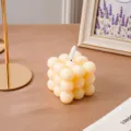 Vela electronica burbuja cubo mecha decoracion boda fiesta mesa adorno estetico moderno - Vela de cubo de bala beige