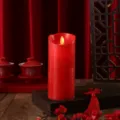 Red LED electronic candle for wedding party decoration, flameless decorative mood light. - Battery Powered / 7.5x15cm
