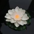 Waterproof LED floating lotus candle light for pool garden pond wedding party decoration - White