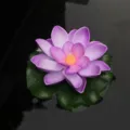 Waterproof LED floating lotus flower candle lamp, purple floral light for pool water decoration. - Purple
