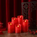 Rote LED elektronische Kerzen Set für Hochzeit Party und Heimatmosphäre Dekoration. - Wiederaufladbares Modell / Dreiteiliges Set