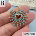 Türkis Herz Anhänger Detail, vergoldetes Blumen Design Schmuck Zubehör für DIY Halskette. - Herz Sonnenblume Türkiseinlage (Stil B) / 25x25mm