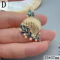 Ozean Stil goldene Muschel Koralle Anhänger mit Perlen, exquisite Halskette Schmuck Zubehör. - Blau Tropf Perle Koralle Anhänger (Nur Anhänger) / 23x37mm