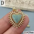 Exquisiter Türkis Herz Anhänger DIY Schmuck Zubehör, elegantes goldfarbenes Halsketten Design. - Hohl Zonnenstrahlen Türkiseinlage (Stil D) / 21x28mm