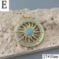 Exquisiter vergoldeter Sonnenanhänger mit leuchtenden Türkissteinen, Boho-Schmuck für DIY-Basteln. - Typ E Gold
