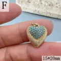 Gold Türkis Herz Anhänger DIY Halskette Schmuck Charme 15x20mm Elegantes Geschenk Zubehör - Schlangenstruktur Herz Türkiseinlage (Stil F)