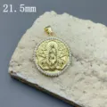 Vergoldeter religiöser Portrait-Anhänger, runder Vintage-Halsketten-Schmuck mit Zirkonia-Steinen. - Strass Religiöses Porträt Runder Anhänger (C)
