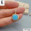 Vergoldeter Türkis Anhänger mit Zirkonia Öse DIY Schmuck Zubehör Detailansicht 12x22mm - Buchstabe K
