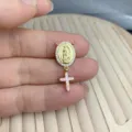 Goldene Unser Liebe Frau von Guadalupe Strass Anhänger und rosa Kreuz für DIY Schmuck. - Rosa