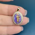 Ovale goldene Zirkonia Muschel heilige Anhänger für Damen DIY Mode Schmuck Zubehör - Nur Anhänger / Lila