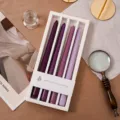 Farbverlauf duftende Stabkerzen Set, 4 Stueck lila Kerzen fuer Hochzeit Heimdeko. - Farbverlauf Violett (Lavendel & Thymian)