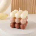 Gradient Bubble Candle Cube Soy Wax Scented Candle Aesthetic Brown Tone Home Decor - Brown Gradient Cube (Coffee Scent)