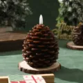 Pinecone shaped LED paraffin wax candle for Christmas holiday home decoration light - Regular 2 Pack Large Solid Brown