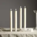 LED fluted long taper candles set, ivory ribbed electronic candle for home decor party. - Gear Bullet Long Rod / Remote Control Model / Off White