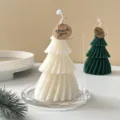 Christmas tree shaped scented candle geometric pleated wax candle holiday home decoration gift 12cm - Origami Christmas Tree