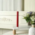 Red fluted long pillar LED electronic candle with wax shell for home decor and party lighting. - Gear Bullet Long Rod / Remote Control Model / Burgundy