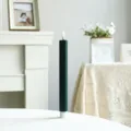 Dark green striped LED taper candle with realistic flame tip, perfect for home decor lighting. - Gear Bullet Long Rod / Remote Control Model / Dark Green