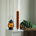 Bougie électronique LED citrouille Halloween déco fête ambiance accessoire détail vue - Lampe LED électronique orange citrouille flamme