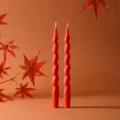 Candela profumata torsodata arancione, elegante design a spirale per arredamento casa. - Set di 2 candele a spirale spesse, 25cm / arancio-rosso