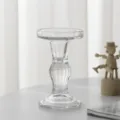 Clear glass candlestick holder vintage pillar candle stand for home wedding decor items - Large Stemmed Glass Candle Holder / Burgundy