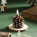 Christmas Pinecone Shaped LED Wax Candle Light Festive Home Decor Party Atmosphere Props - Regular 1 Pack Small White Rim Brown