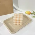Pastel peach bubble cube scented candle aesthetic decor variant style for cozy room styling. - Ivory Cube Candle: Vanilla Cream