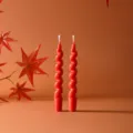 Candele profumate torcente rosse per decorazione d'interni e regali accoglienti. - Candele a spirale spessa 18cm set da 2 / arancio-rosso