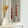Twisted scented candle set for home decor, elegant spiral soy wax candles with glass holders. - Burgundy