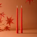 Candela profumata lunga a spirale arancione per decorazioni casa festa atmosfera romantica - Candele coniche scanalate sottili, 25 cm, set da 2 / arancio-rosso