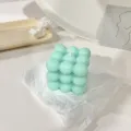 Mint green bubble cube scented candle, aesthetic soy geometric wax candle for home decor gift. - Mint Green Cube Candle