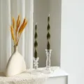Charming 25cm twisted scented soy wax taper candle detail view for cozy home decoration. - Olive Green