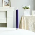Bougie électronique LED longue rayée macaron, lampe déco maison en cire de paraffine. - Violet foncé