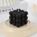 Black bubble cube scented soy candle aesthetic geometric home decor gift piece. - Black Cube Candle