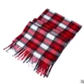 Red white and black plaid scarf double sided fleece winter warm tassel fashion item piece - Red and White Plaid Scarf