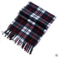 Classic black white and red plaid winter warm scarf featuring cozy tassels designed for women. - Red Grid Scarf