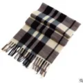 Classic plaid winter scarf with fringe detail, cozy double-sided fabric for cold days. - Khaki Plaid Scarf