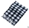 Classic black and white plaid scarf for women, warm winter accessory with soft fringe edge. - Black and White Small Plaid Scarf