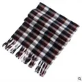 Classic plaid winter scarf with fringe detail, cozy double-sided warm fabric for cold weather. - Coffee Small Plaid Scarf