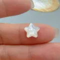 Detailaufnahme einer süßen Stern geschnitzten weißen Perlmuttperle, ideal für DIY Schmuck. - Stern