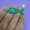 Grüner Emaillefisch Anhänger mit blauem Stein, vergoldetes DIY Schmuckzubehör. - Grün Mit Türkis