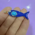 Blaues Emailliertes Goldfisch Anhänger Charm DIY Schmuck Süß Tier Halskette Zubehör Geschenk - Blau Mit Türkis