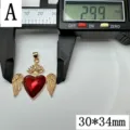 Ciondolo cuore rosso ali corona smalto DIY charms gioielli accessorio 30x34mm creazioni - Stile A Design Cuore Ali Corona (E659) / Confezione 30x34mm