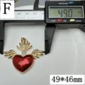 Pendentif cœur rouge avec ailes, accessoire de bijoux DIY, émail couronne cœur collier. - Style F Design Couronne Ailes Cœur (E659)