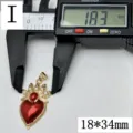 Pendentif cœur ailes émail rouge transfrontalier accessoire de bijoux DIY or détail vue - Style I Design Couronne Ailes Cœur (E659)