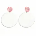 Cute kindergarten acrylic earrings with colorful bubble text and sparkling glitter studs. - Kindergarten Style